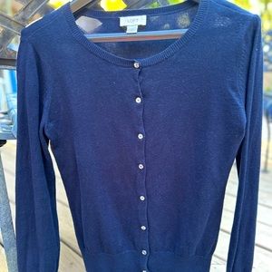 Loft Women’s Navy Cardigan Sweater with Crystal Buttons